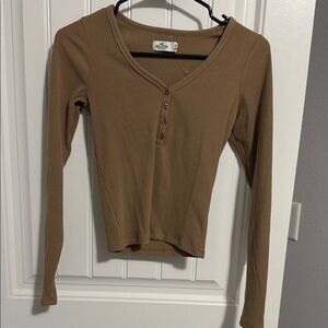 Hollister long sleeve ribbed Henley top
